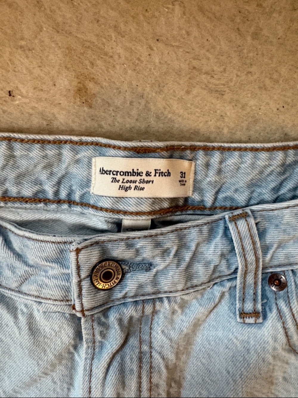 Abercrombie & Fitch Pale Blue Denim High-Waist Shorts - Picture 2 of 5